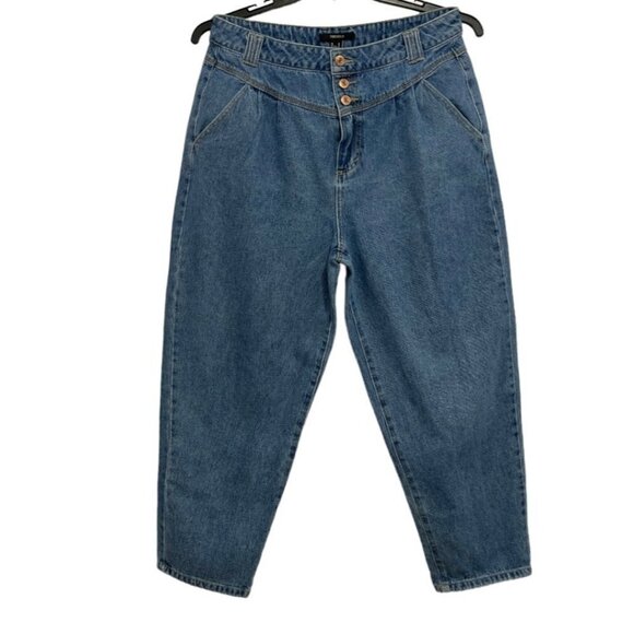 Vintage FOREVER 21 Yoked Mom Jeans Cropped Size 31W Tapered‎ 3 Button 80's-90's - Picture 1 of 16